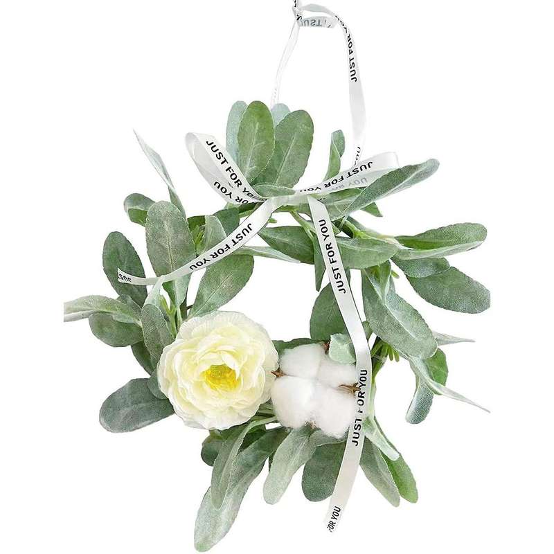 10 Inches Greenery Vine Flocked Lambs Ear Garland Faux Vine (small)