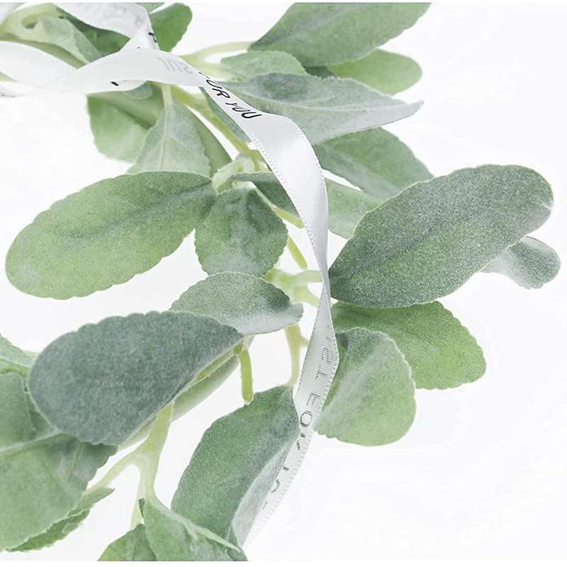 10 Inches Greenery Vine Flocked Lambs Ear Garland Faux Vine (small)