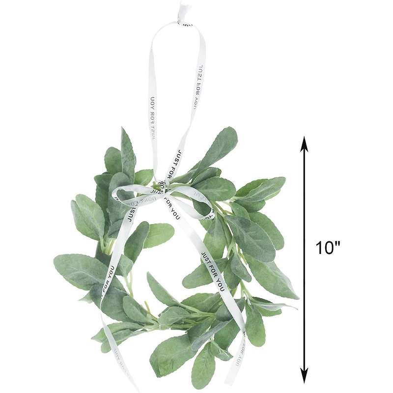 10 Inches Greenery Vine Flocked Lambs Ear Garland Faux Vine (small)