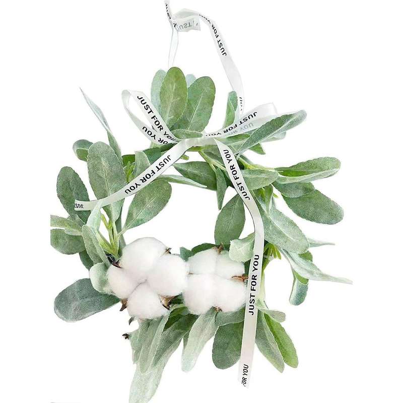 10 Inches Greenery Vine Flocked Lambs Ear Garland Faux Vine (small)