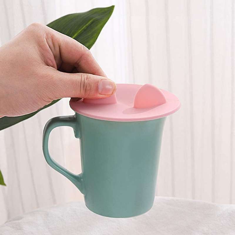 6 Pcs Cat Ear Silicone Anti Dust Cup Lids for Coffee Cup for Drinks