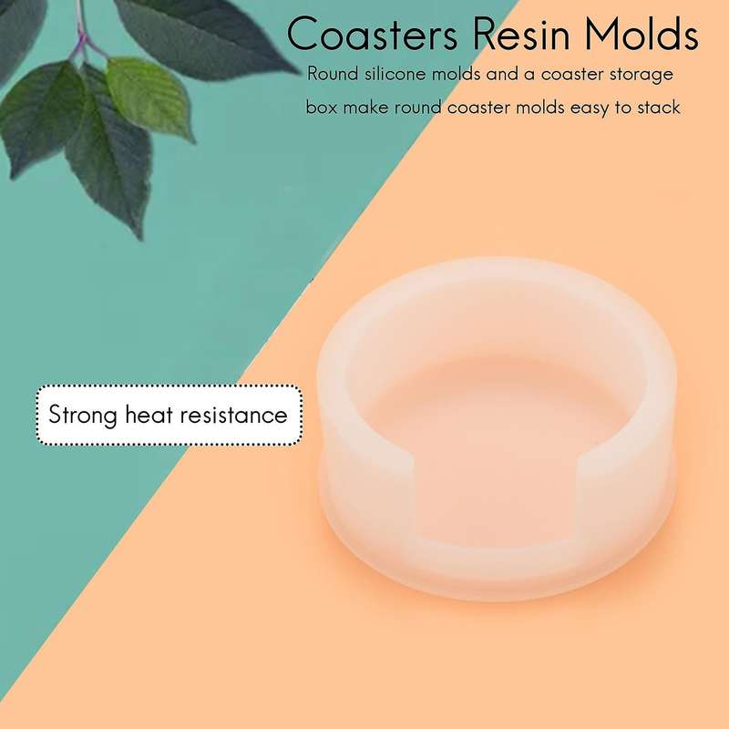 Coaster Storage Box Mold with 4 Pcs Round Coaster Casting Molds