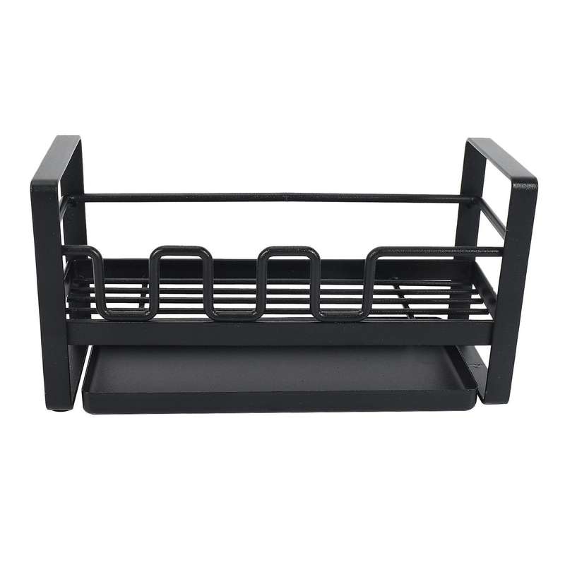 Sink Countertop Sponge Brush Soap Holder with Drain Pan for Kitchen