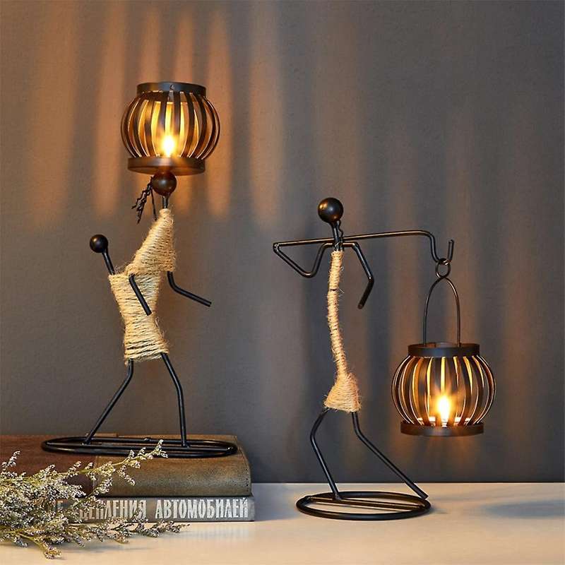 Nordic Candlestick Abstract Character Sculpture Candle Holder Decor-f