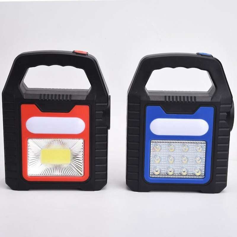 Usb Recharge&solar Energy Led Working Light Camping Flashlight, Blue