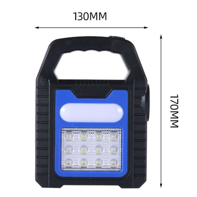 Usb Recharge&solar Energy Led Working Light Camping Flashlight, Blue