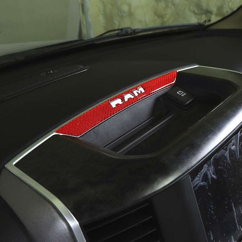 Central Logo Stickers for Dodge Ram 1500 2018-2022,red Carbon Fiber