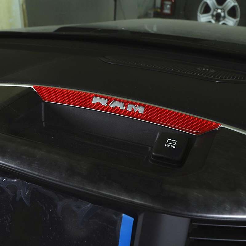 Central Logo Stickers for Dodge Ram 1500 2018-2022,red Carbon Fiber