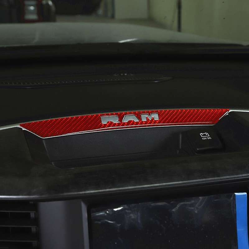 Central Logo Stickers for Dodge Ram 1500 2018-2022,red Carbon Fiber