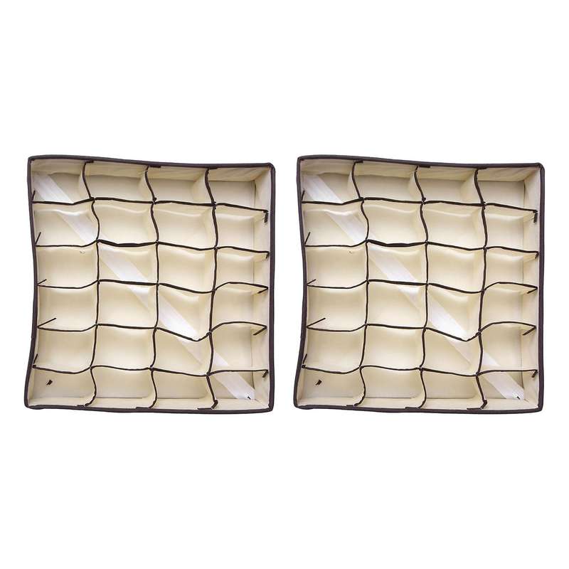 2x 24 Cells Foldable Organizer Box for Bra Underwear Tie Sock Cells