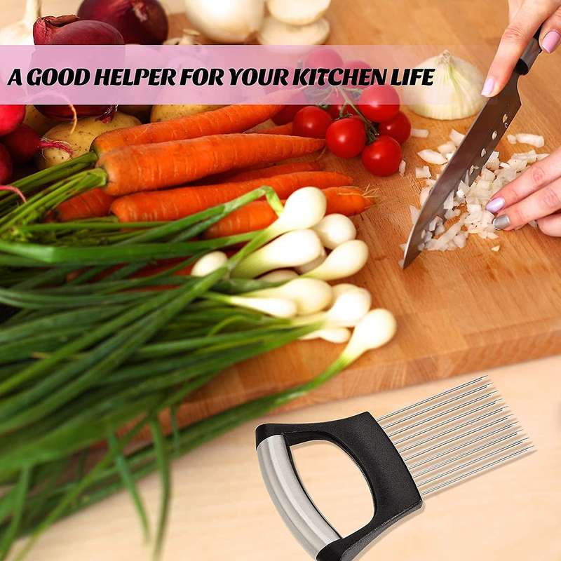 Stainless Steel Onion Holder Food Slicer Assistant Tool (3 Pcs)