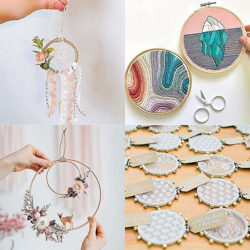 10 Pcs 4 Inch Bamboo Embroidery Hoops for Diy Art Craft Handy Sewing