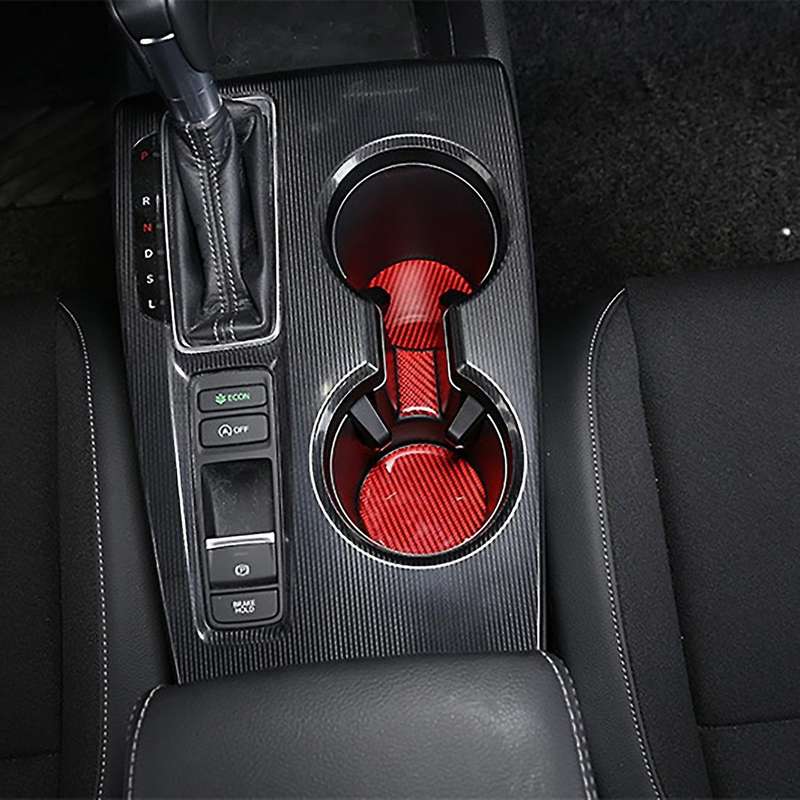 Car Soft Carbon Fiber Central Control Cup Holder Slot Pad Cover Trim