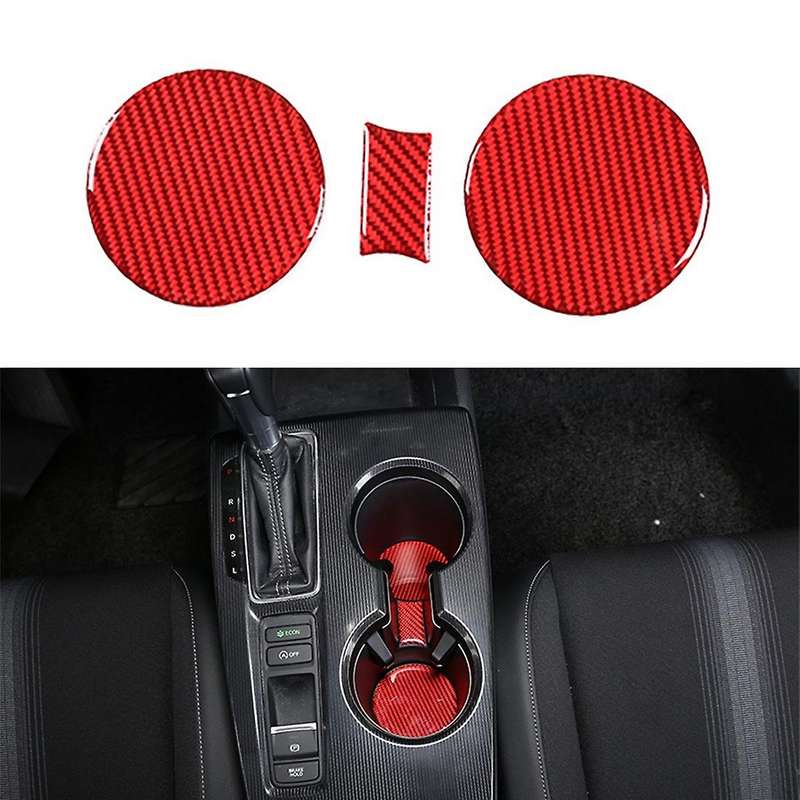 Car Soft Carbon Fiber Central Control Cup Holder Slot Pad Cover Trim