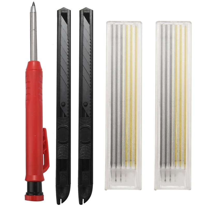 2 Pcs Solid Carpenter Pencil, with 12 Refills and 2 Utility Knife