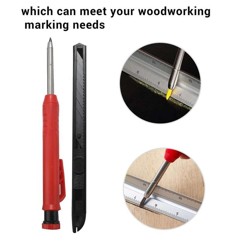 2 Pcs Solid Carpenter Pencil, with 12 Refills and 2 Utility Knife