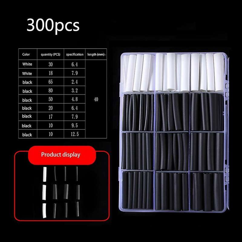 300pcs 3:1 Heat Shrink Tubing Kit with Glue Dual Wall Tubing