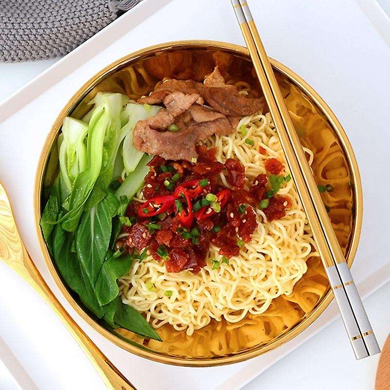 Round Noodle Food Bowl for Ramen Bowl Stainless Steel Rainbow No.0