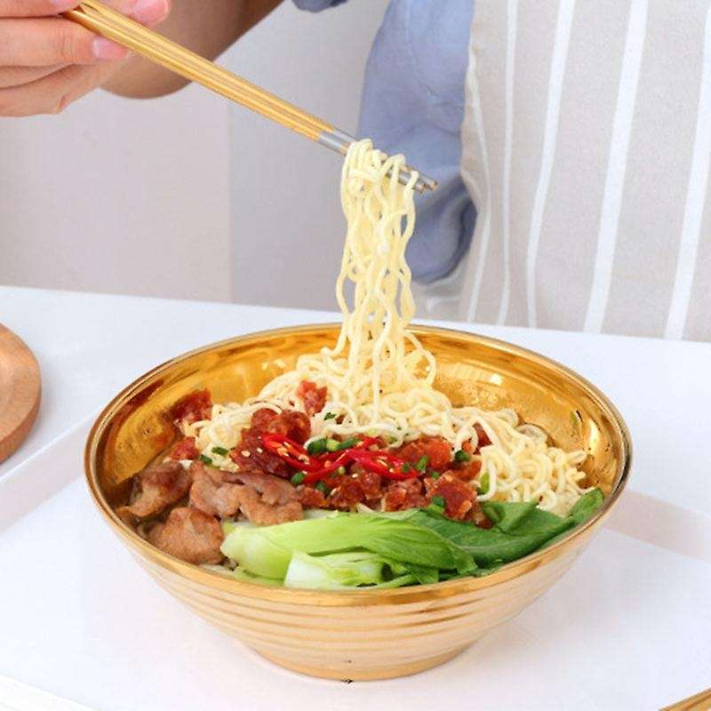 Round Noodle Food Bowl for Ramen Bowl Stainless Steel Rainbow No.0
