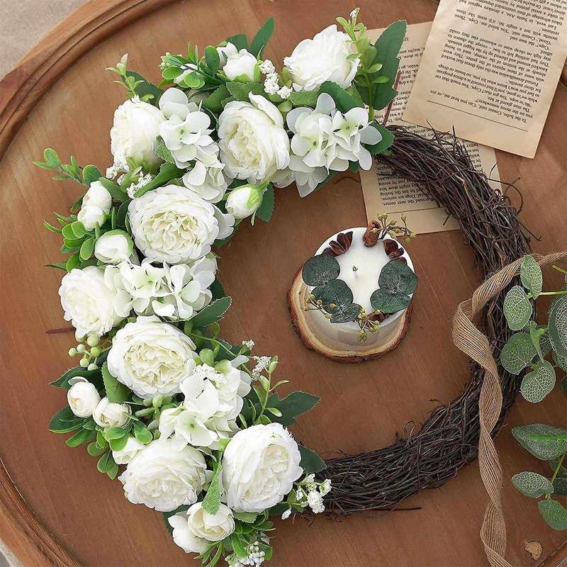 3 Bunches Peony Artificial Flower for Decoration Fake Rose White