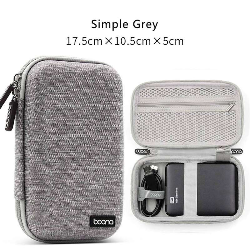 Boona Waterproof Storage Bag for 2.5-inch Supply Usb Drive Data Gray