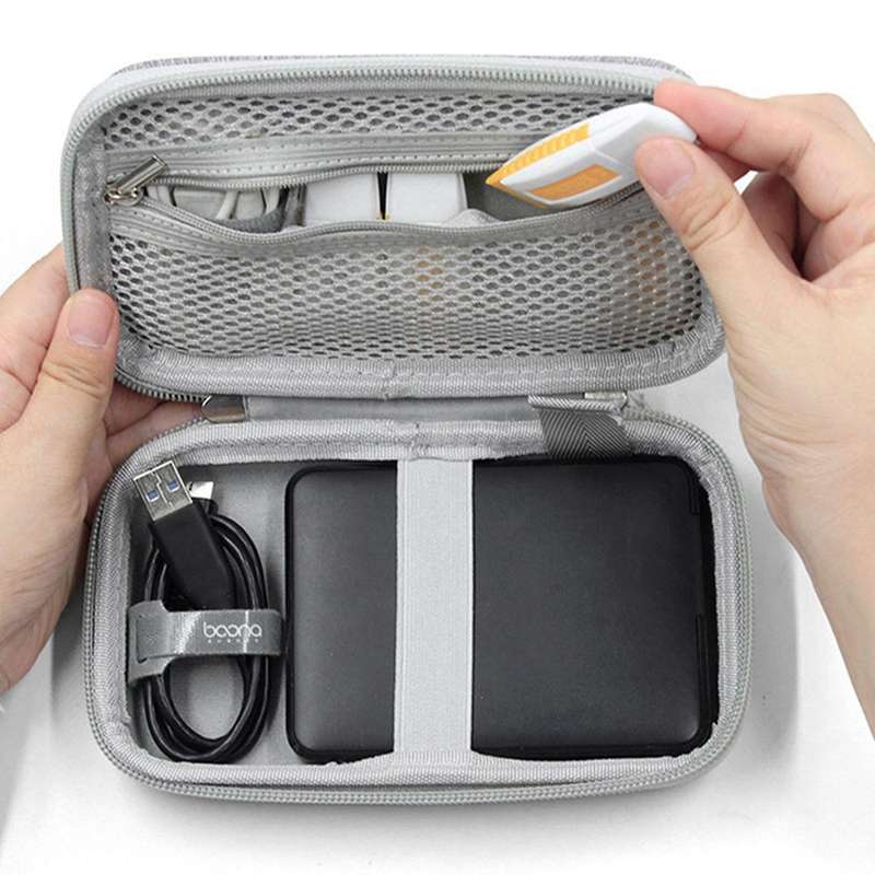 Boona Waterproof Storage Bag for 2.5-inch Supply Usb Drive Data Gray