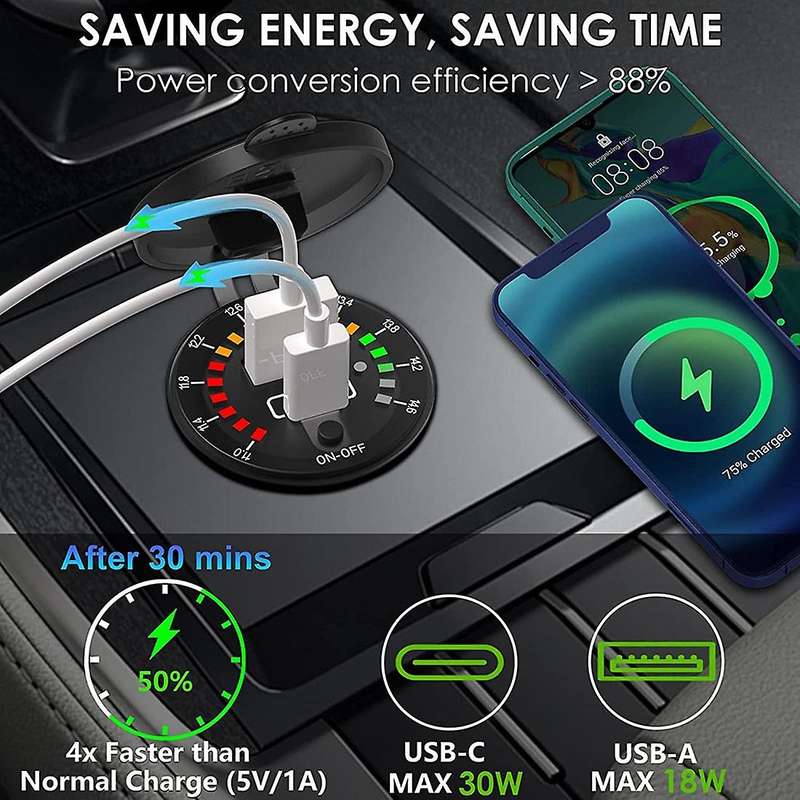 Usb Outlet, 30w Usb C Pd3.0 Usb Charger Socket & Qc3.0 Power Outlet