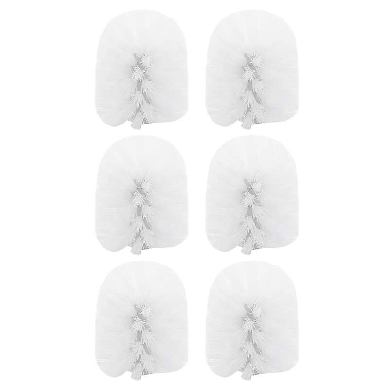 Plastic Toilet Cleaning Brushes Head Holders White (6x White Heads)
