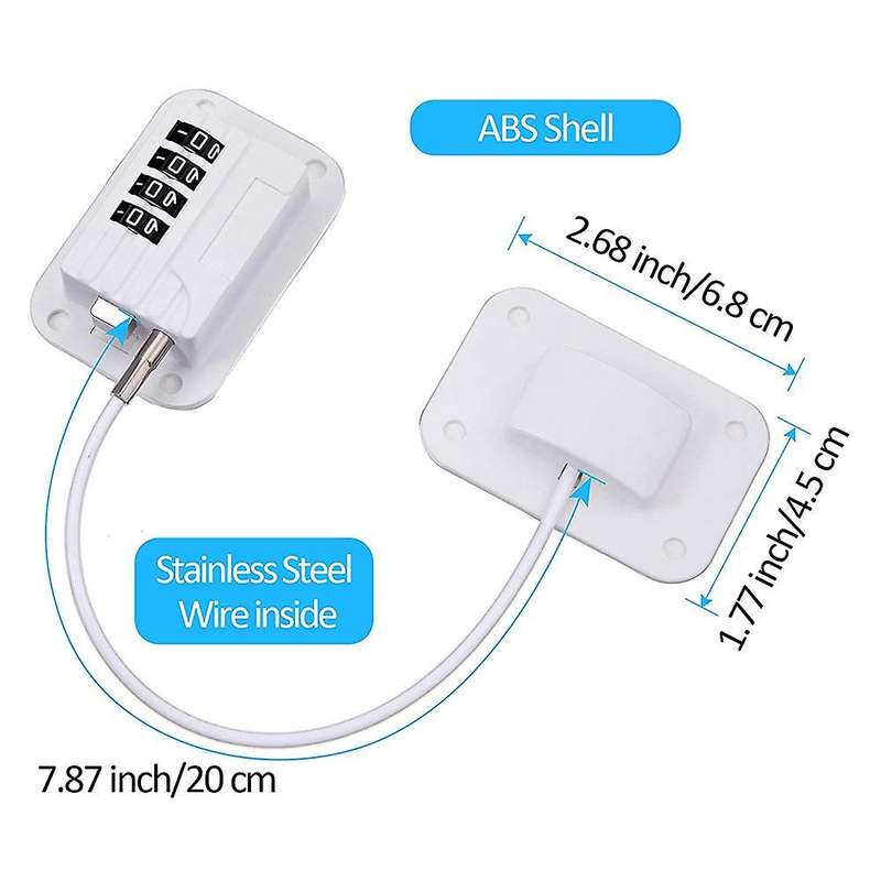 2 Pieces Refrigerator Lock Child Safety Locks for Cabinets (white)