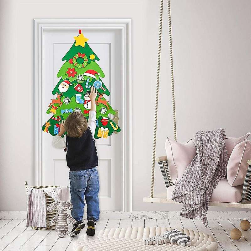 Diy Felt Christmas Tree for Kids with Ornaments, Door Wall Hanging