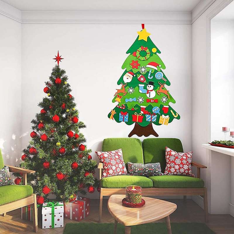 Diy Felt Christmas Tree for Kids with Ornaments, Door Wall Hanging