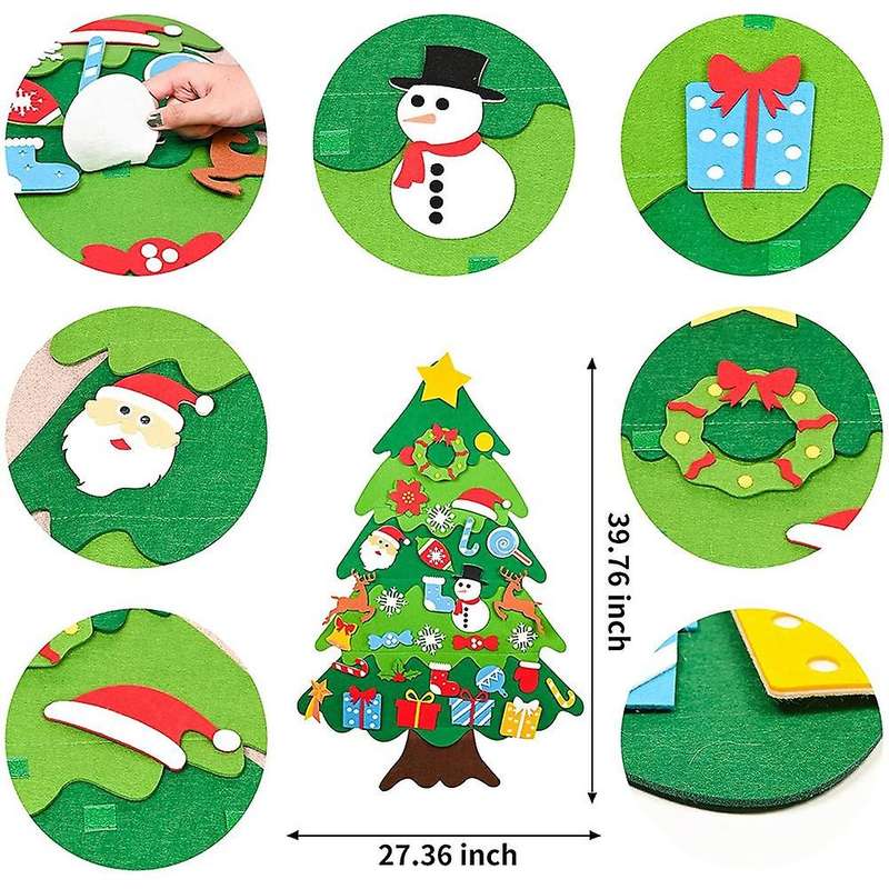 Diy Felt Christmas Tree for Kids with Ornaments, Door Wall Hanging