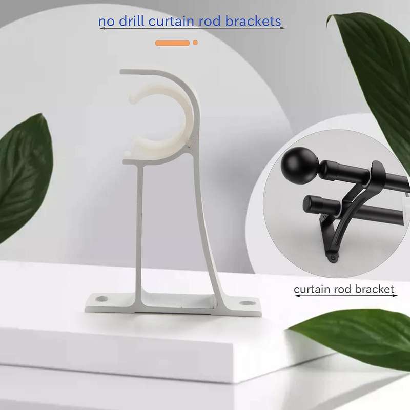 Curtain Rod Bracket, Curtain Rod Holders Brackets Black 4 Pack White