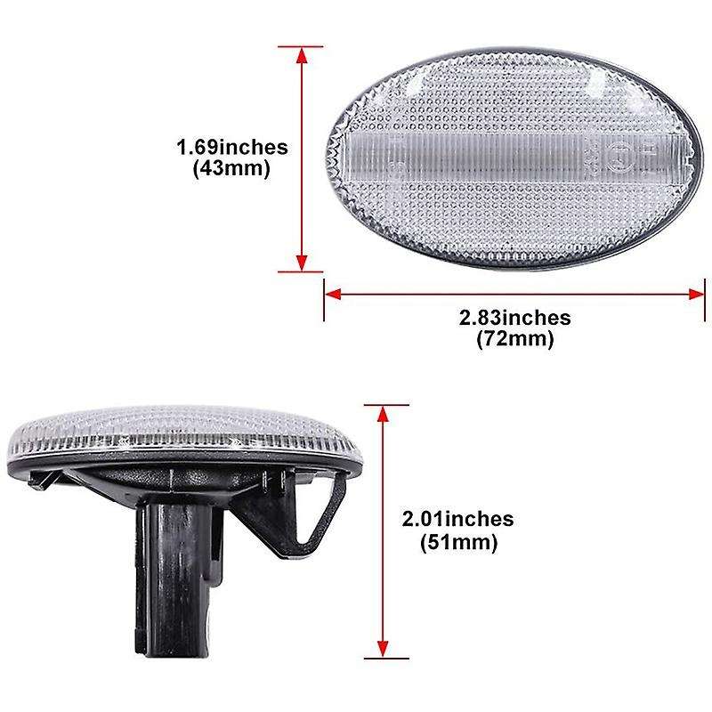 2pcs Amber Led Side Marker Lamp for Subaru Impreza Wrx Transparent