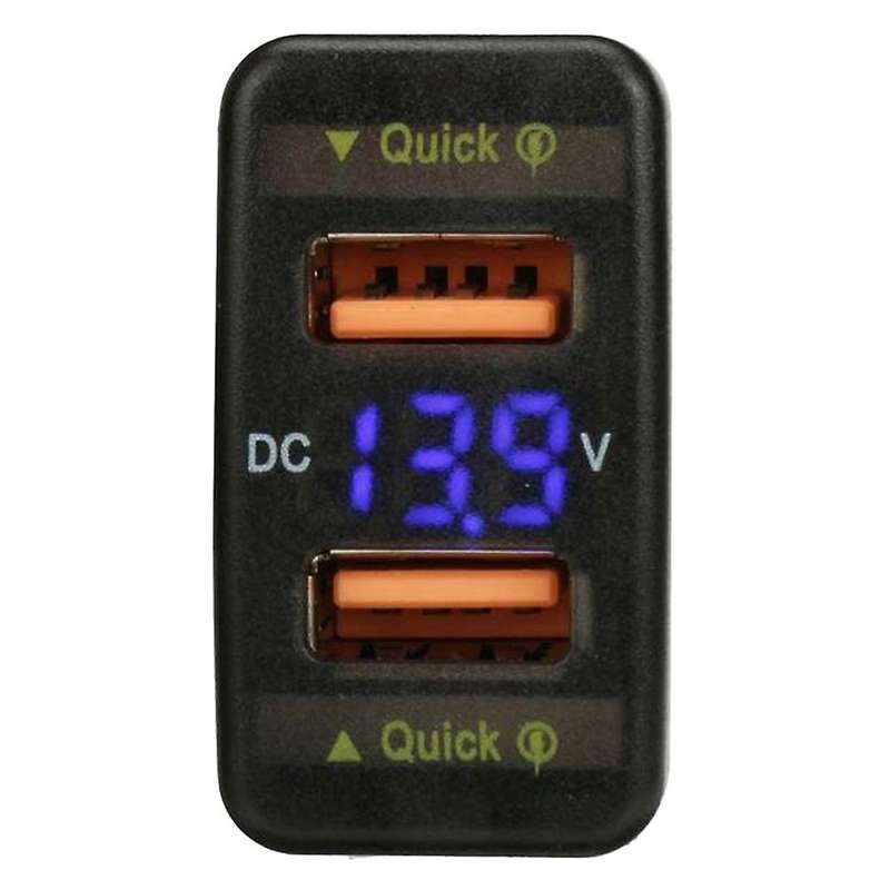 36w Car Fast Charger Qc3.0 Adapter Dual Usb Adapter Digital Blue