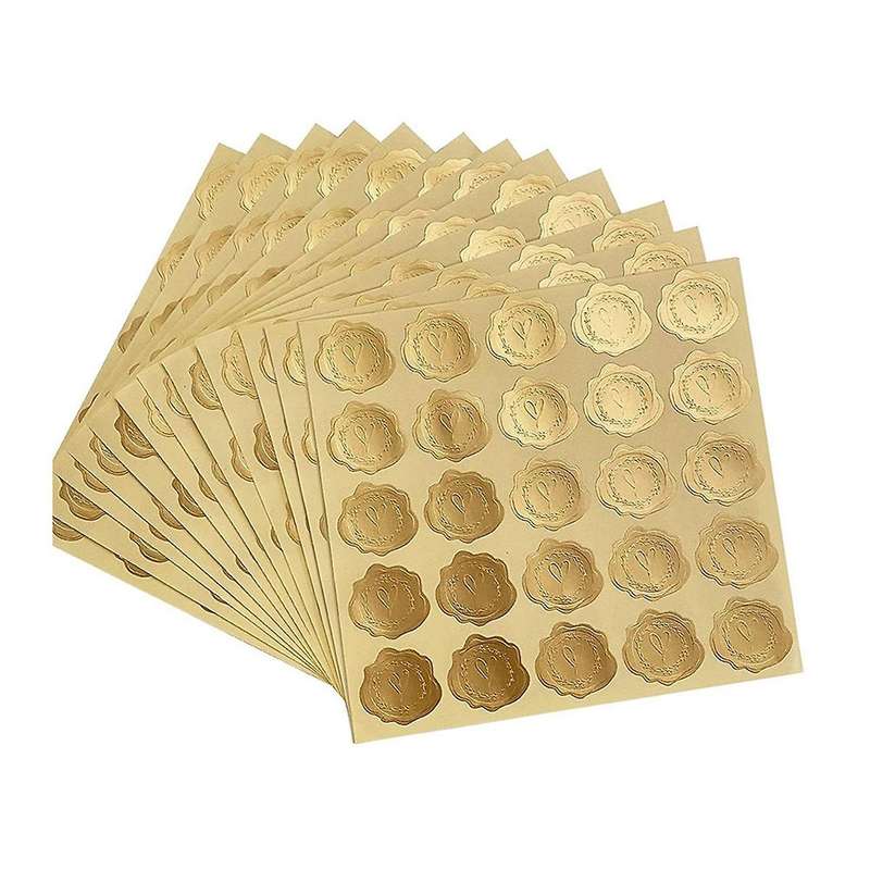 300pcs Gold Seal Looking Heart Envelope Seals for Wedding Invitations