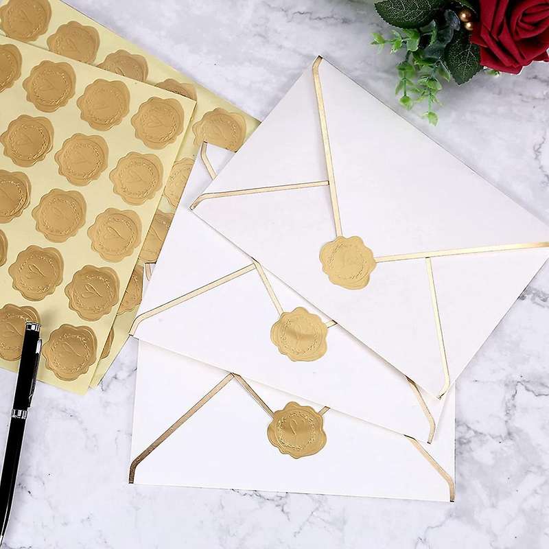 300pcs Gold Seal Looking Heart Envelope Seals for Wedding Invitations