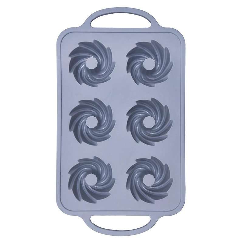 Mini Muffin 6-hole Silicone Round Mold Diy Tool 32.2x18cm(gray)