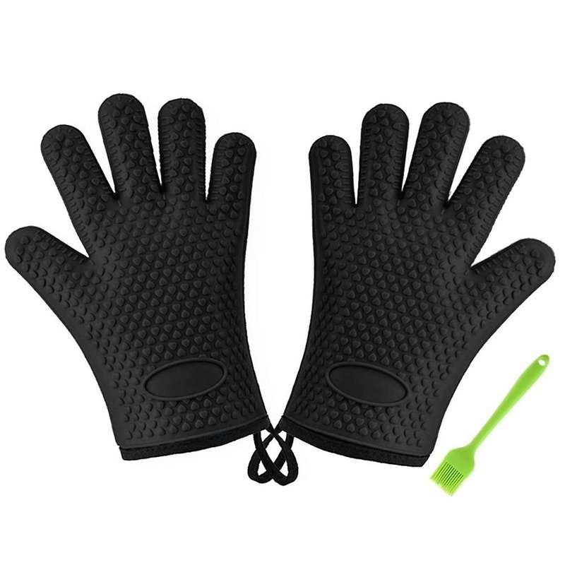 Heat Resistant Silicone Waterproof Non-slip Oven Mitts for Kitchen