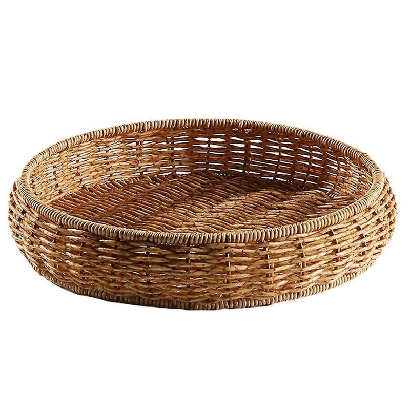 Woven Storage Basket Round Wicker Basket Tabletop Bread Food Plate,s