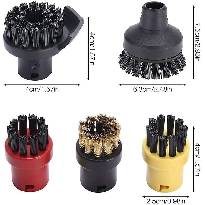 5piece Round Brush Set,for Karcher Steam Cleaner Sc1 Sc2 Sc3 Sc4 Sc5