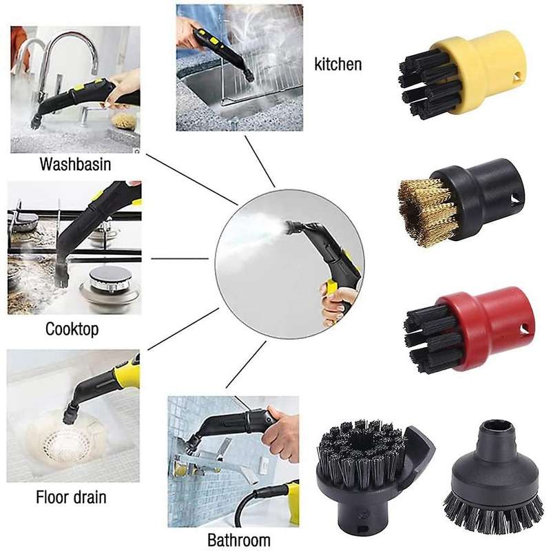 5piece Round Brush Set,for Karcher Steam Cleaner Sc1 Sc2 Sc3 Sc4 Sc5