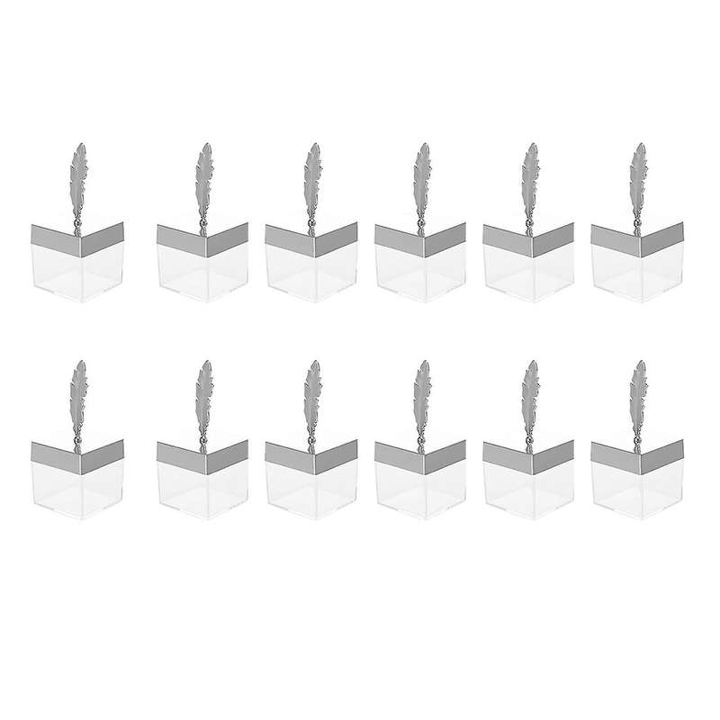 12pcs Square Wedding Candy Box Metal Personality Gift Silver