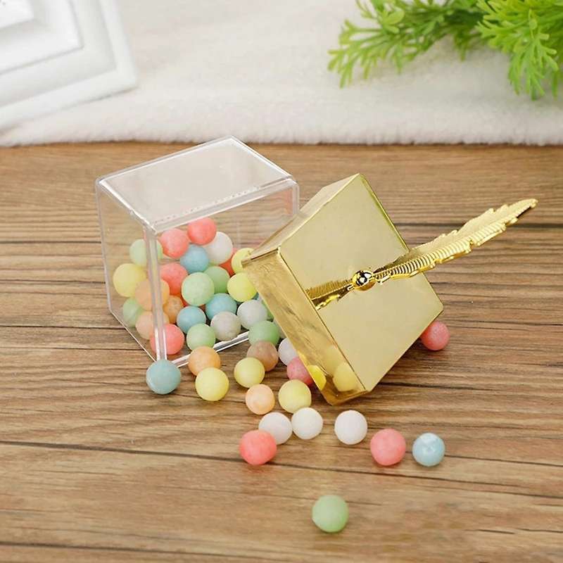 12pcs Square Wedding Candy Box Metal Personality Gift Silver