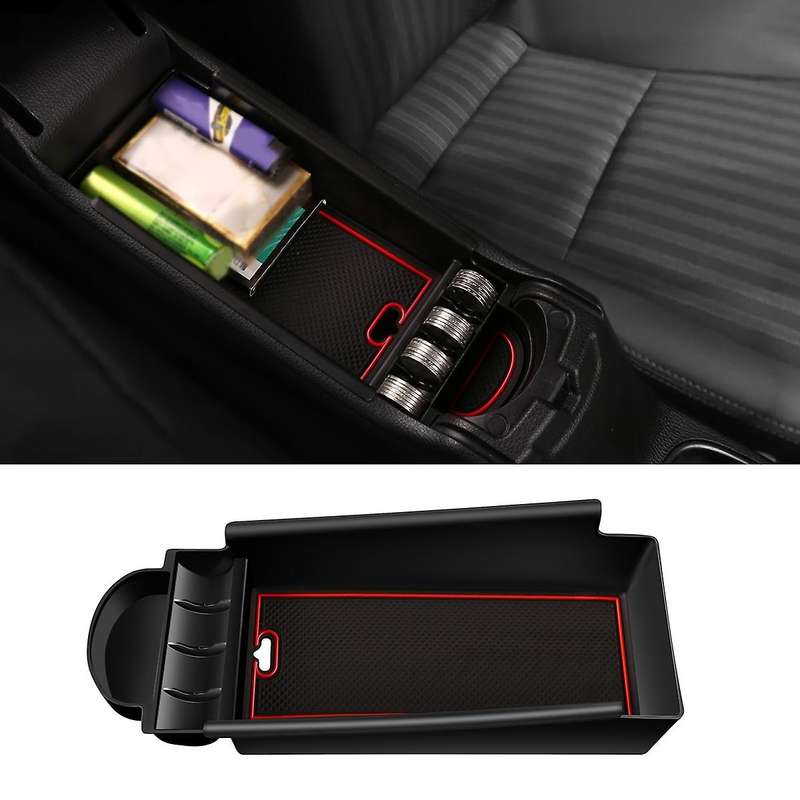 Car Center Console Armrest Storage Box Organizer Tray Red