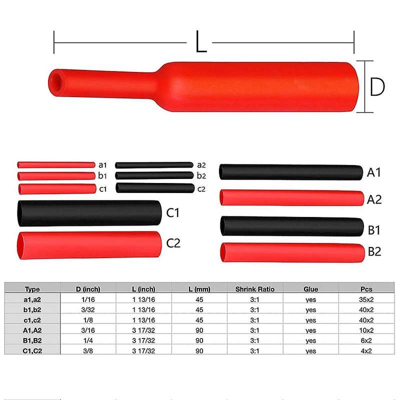 270pcs 3:1 Adhesive Heat Shrink Tubing Kit, Heat Shrink Tubing Tube
