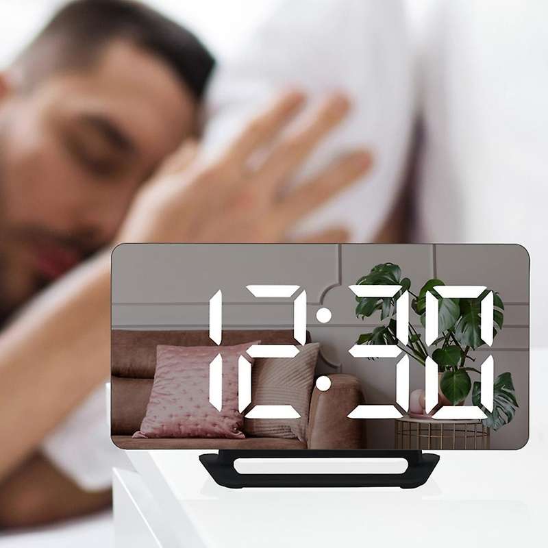 Digital Alarm Clock, Led Mirrored Large Display, with Dual Usb