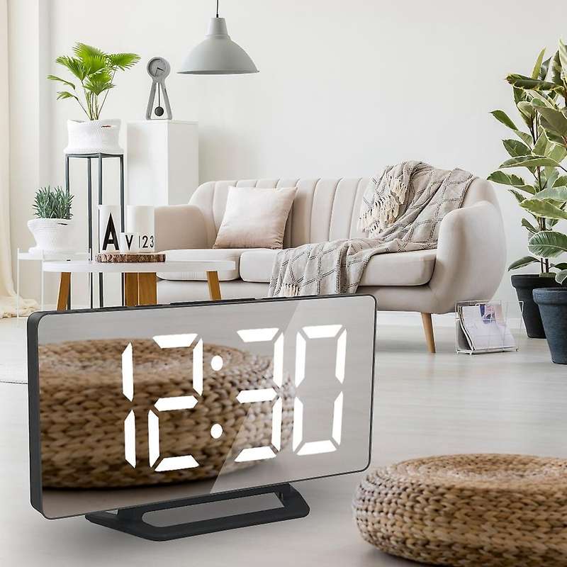 Digital Alarm Clock, Led Mirrored Large Display, with Dual Usb
