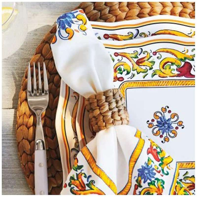 8 Pcs Country Style Woven Napkin Ring, Hand-woven Straw Napkin Ring