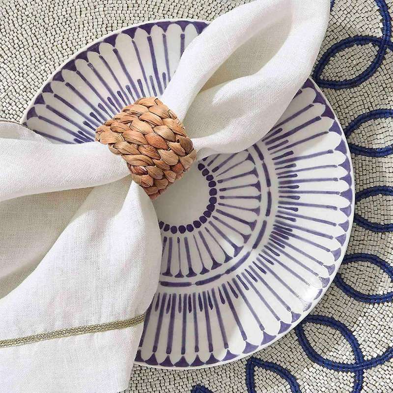 8 Pcs Country Style Woven Napkin Ring, Hand-woven Straw Napkin Ring
